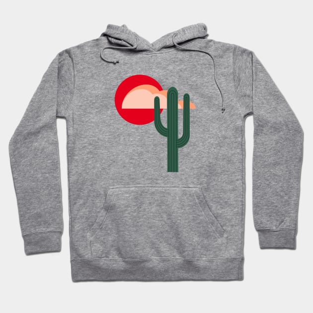 Stylized Desert Landscape with Saguaro Cactus Hoodie by Obstinate and Literate